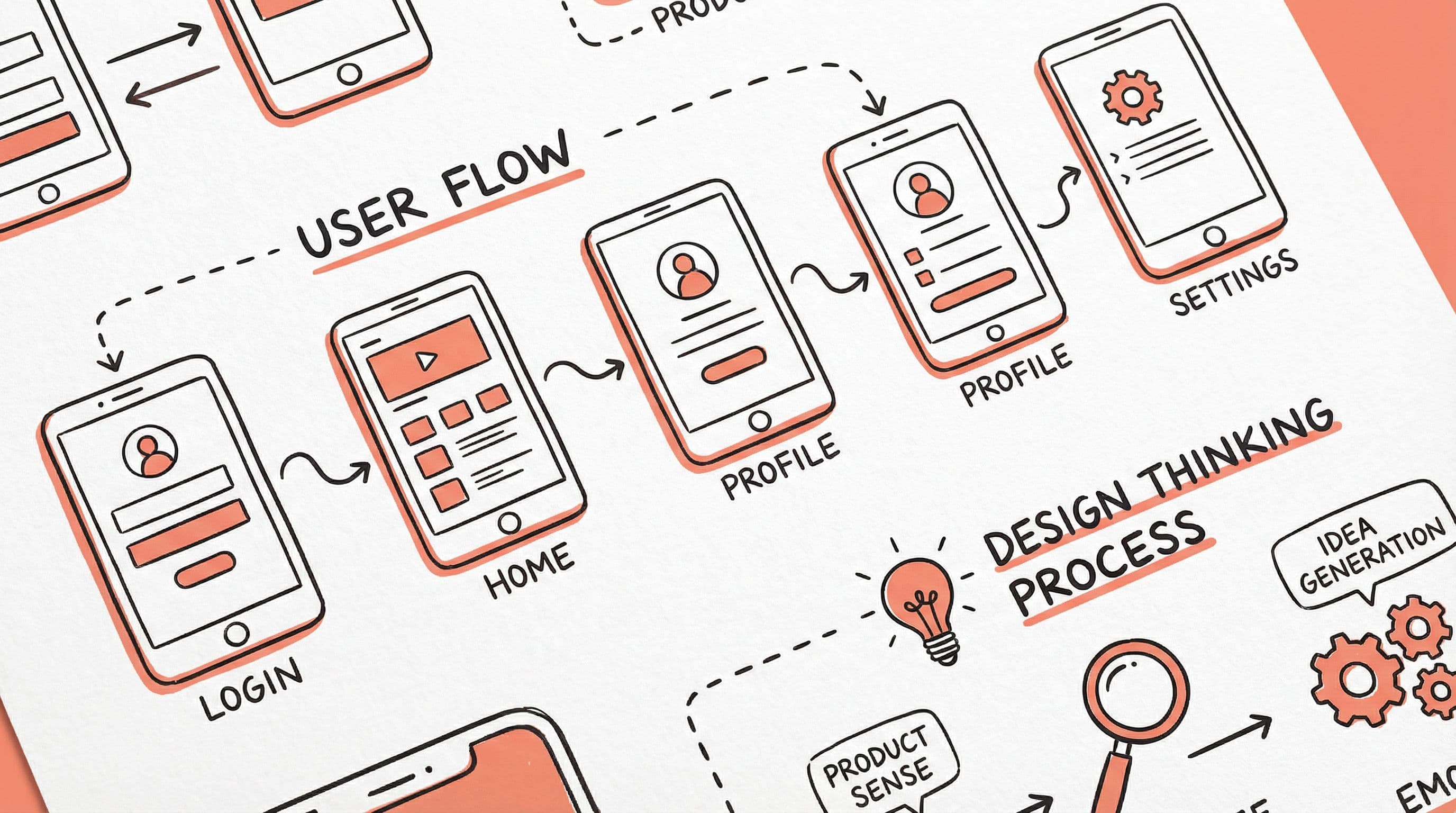 Product sense preparation - wireframes and user journey illustration