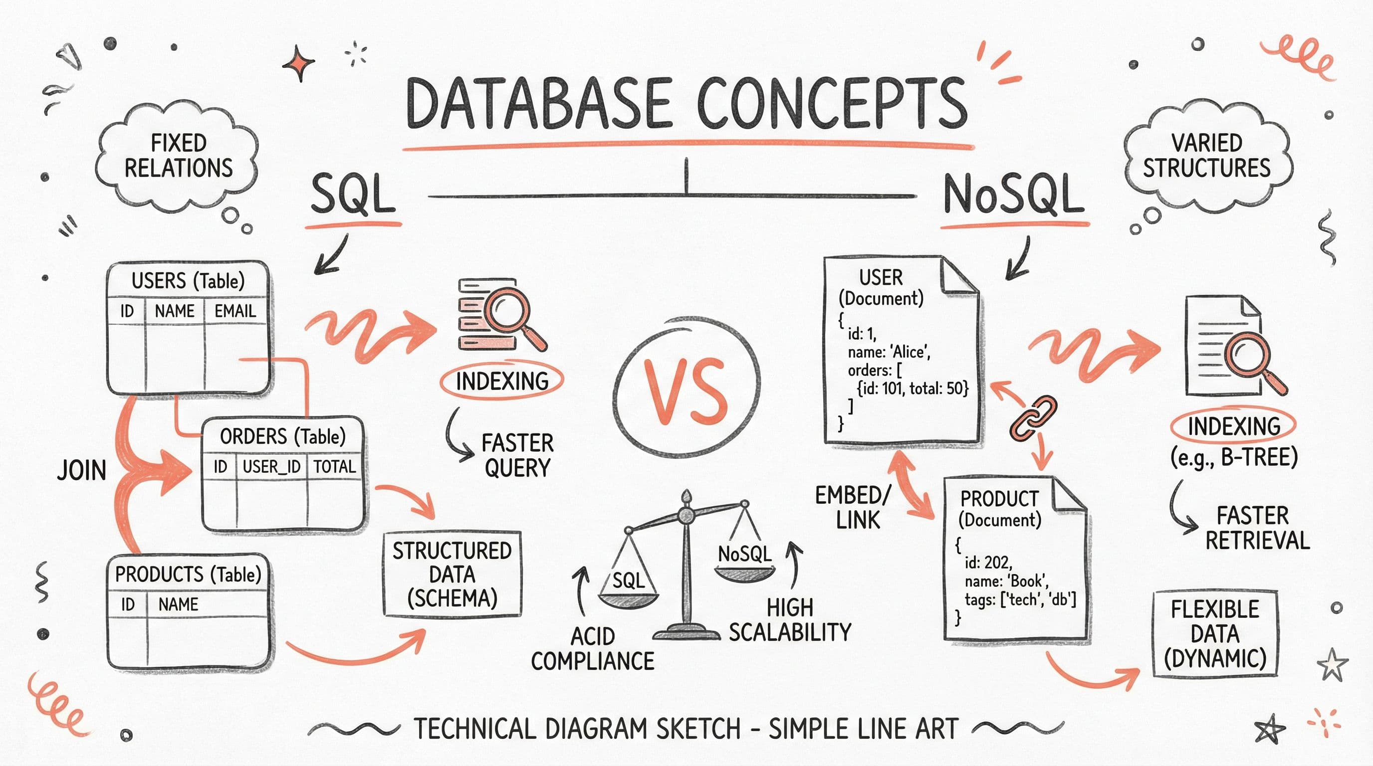 Database design concepts - SQL vs NoSQL