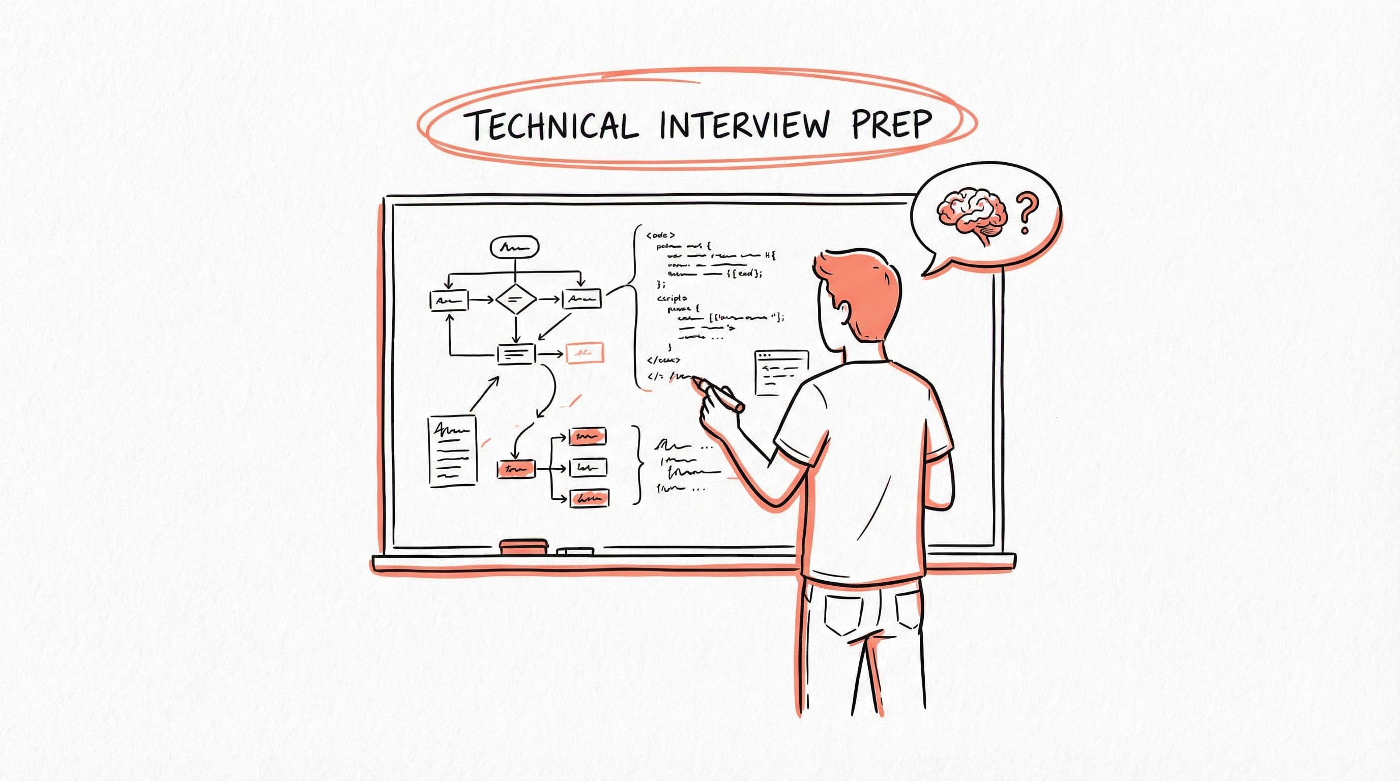 Software engineering interview preparation - whiteboard coding illustration