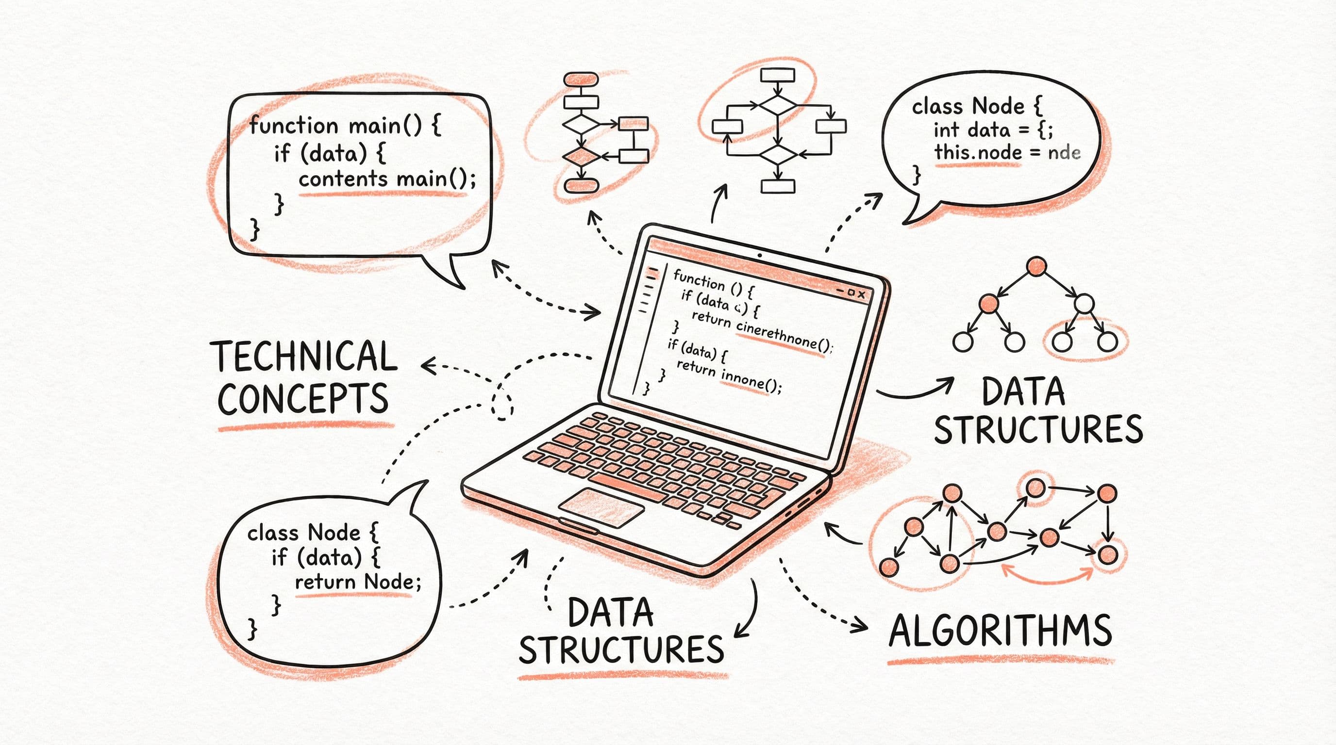 Technical interview preparation - data structures and algorithms illustration